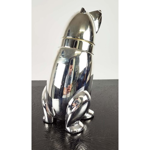 493 - COCKTAIL SHAKERS, a pair, in the form of polar bears, polished metal, 27cm H. (2)