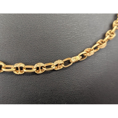 30 - AN 18CT GOLD RUSTICATED CHAIN LINK NECKLACE, 49cm long, 27.38 grams.