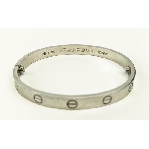 37 - CARTIER 18CT WHITE GOLD LOVE BRACELET, stamped '20', approximately 18cm circumference, 7cm wide, 25.... 