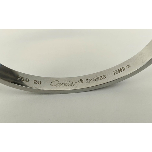 37 - CARTIER 18CT WHITE GOLD LOVE BRACELET, stamped '20', approximately 18cm circumference, 7cm wide, 25.... 