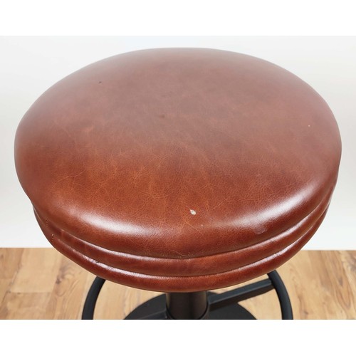 337 - BAR STOOLS, a set of four, upholstered in a Ben Whilster Colmar Lynx leather, powder coated steel ba... 