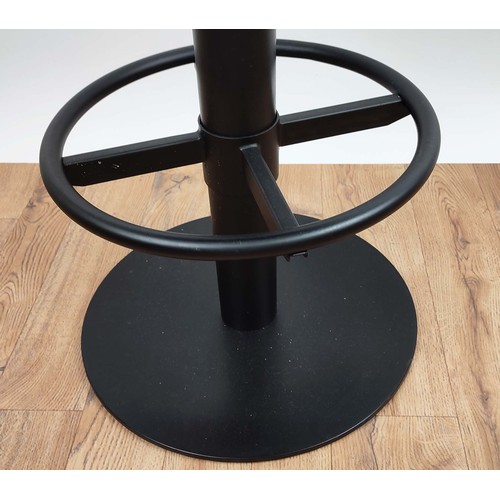 337 - BAR STOOLS, a set of four, upholstered in a Ben Whilster Colmar Lynx leather, powder coated steel ba... 