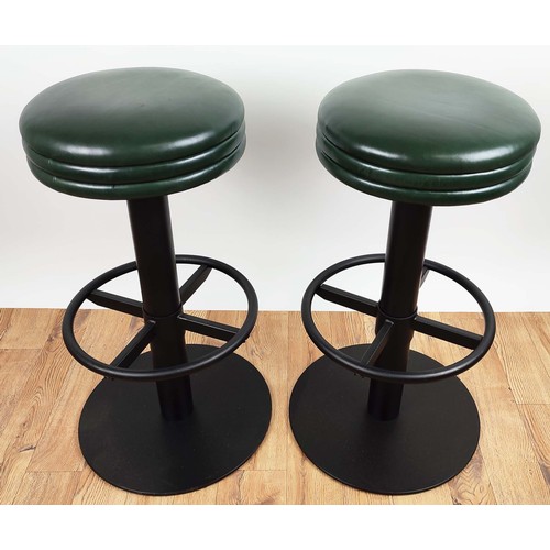 338 - BAR STOOLS, a set of four, upholstered in a Ben Whilster Colmar Pocket leather, powder coated steel ... 