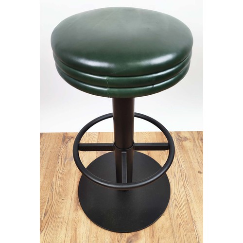 338 - BAR STOOLS, a set of four, upholstered in a Ben Whilster Colmar Pocket leather, powder coated steel ... 