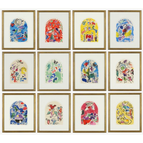 122 - MARC CHAGALL, The Twelve Tribes, small twelve lithographs in colour, printed in Paris by Mourlot 196... 