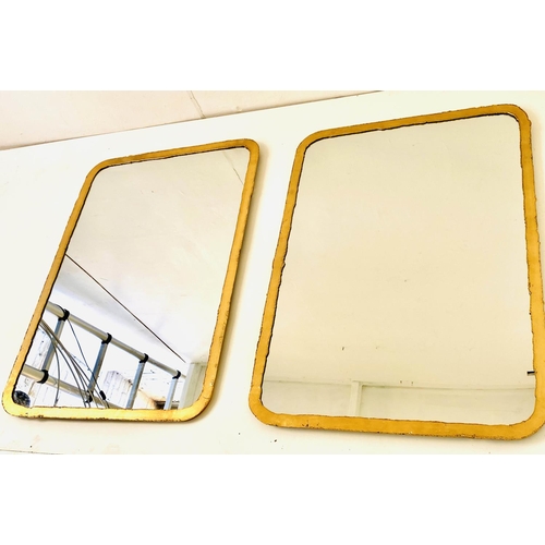 436 - WALL MIRRORS, a pair, 96cm H x 68cm W, aged gilt metal frames. (2)