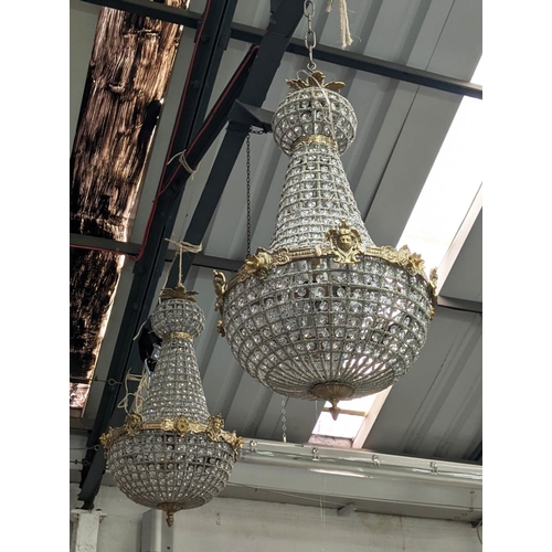 491 - BAG CHANDELIERS, a pair, French Empire style, 80cm drop each approx. (2)