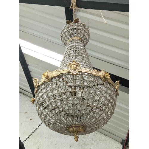 491 - BAG CHANDELIERS, a pair, French Empire style, 80cm drop each approx. (2)