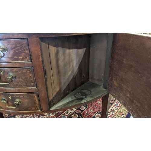 156 - SIDEBOARD, 133cm x 65cm x 85cm H, of demi lune form, late 19th century Georgian Revival mahogany wit... 