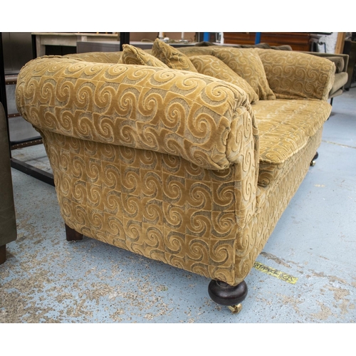 159 - CHESTERFIELD SOFA, 69cm H x 200cm W x 87cm D, late 19th/early 20th century upholstered in Osborne an... 