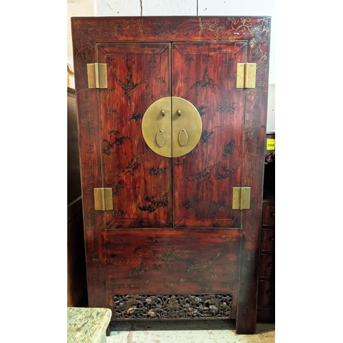 161 - CABINET, Chinese Shanxi style, two doors, enclosing three shelves with bottom concealing hidden stor... 