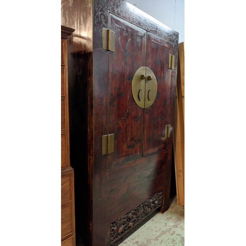 161 - CABINET, Chinese Shanxi style, two doors, enclosing three shelves with bottom concealing hidden stor... 