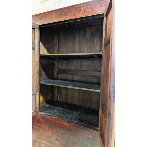 161 - CABINET, Chinese Shanxi style, two doors, enclosing three shelves with bottom concealing hidden stor... 