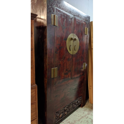 162 - CABINET, Chinese Shanxi style, two doors, enclosing three shelves with bottom concealing hidden stor... 