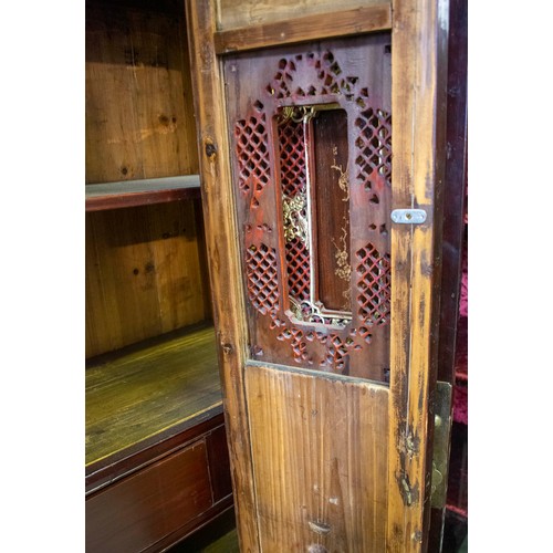 170 - SIDE CABINET, 164cm H x 129cm W x 49cm D, 19th century Chinese lacquer and gilt decorated of four do... 