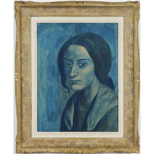 129 - PABLO PICASSO, blue period portrait of a woman, signed and dated in the plate, numbered pochoir by J... 