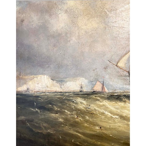 102 - WITHDRAWN - MANNER OF THOMAS BUTTERWORTH, 'Warship of the coast of Dover', oil on canvas, 57cm x 94c... 