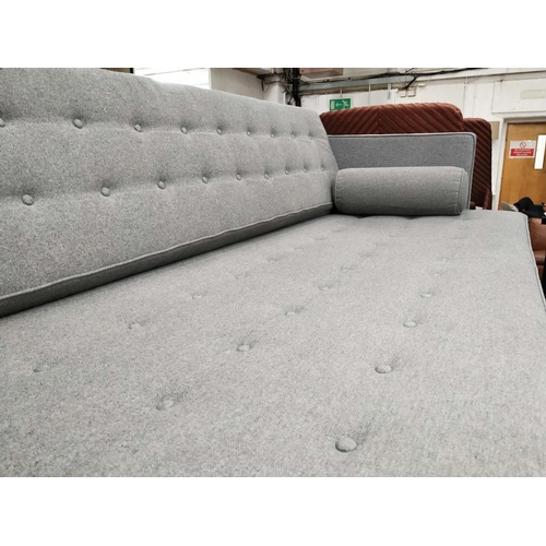 494 - SOFA, grey fabric upholstered, 225L x 95cm D.