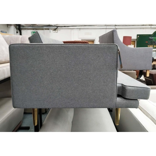 494 - SOFA, grey fabric upholstered, 225L x 95cm D.