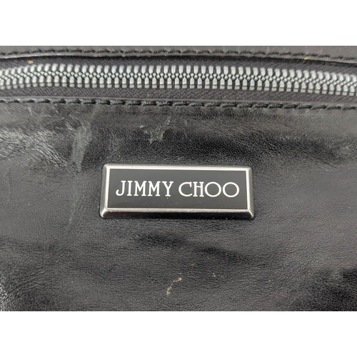 8 - JIMMY CHOO MAVE FOLDOVER CLUTCH, black leather with suede lining, two frontal zip closures, leather ... 