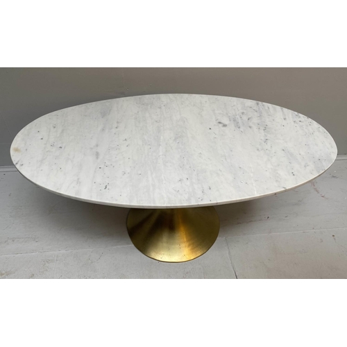 470 - LOW TABLE, 44cm H x 100cm W x 56cm D, 1970s Italian style, marble top, gilt metal base.