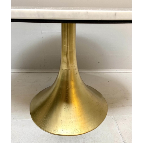 470 - LOW TABLE, 44cm H x 100cm W x 56cm D, 1970s Italian style, marble top, gilt metal base.