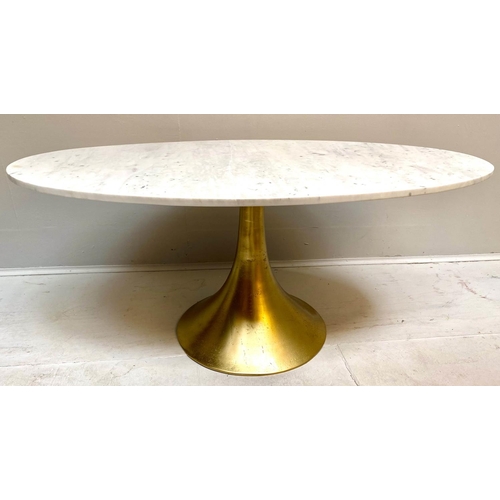 470 - LOW TABLE, 44cm H x 100cm W x 56cm D, 1970s Italian style, marble top, gilt metal base.