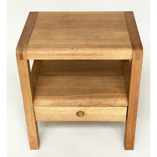 492 - HABITAT SIDE TABLES, a pair, solid oak, each with undertier drawer, 56cm x 56cm x 49cm H. (2)