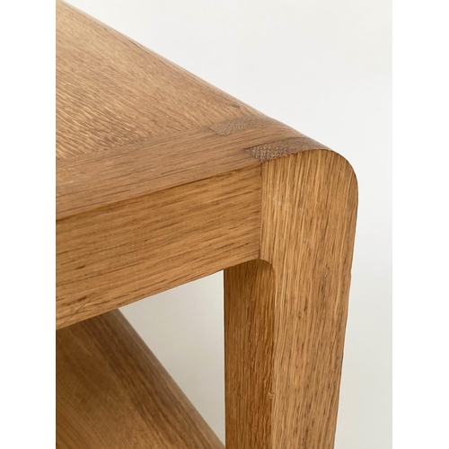 492 - HABITAT SIDE TABLES, a pair, solid oak, each with undertier drawer, 56cm x 56cm x 49cm H. (2)