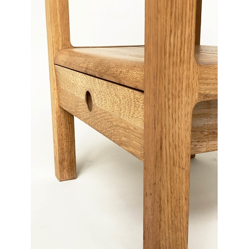 492 - HABITAT SIDE TABLES, a pair, solid oak, each with undertier drawer, 56cm x 56cm x 49cm H. (2)