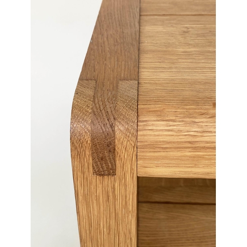 492 - HABITAT SIDE TABLES, a pair, solid oak, each with undertier drawer, 56cm x 56cm x 49cm H. (2)