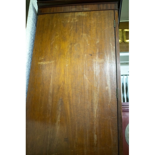 103 - LINEN PRESS, 205cm H x 120cm x 54cm, Regency mahogany with two doors enclosing sliding trays above a... 