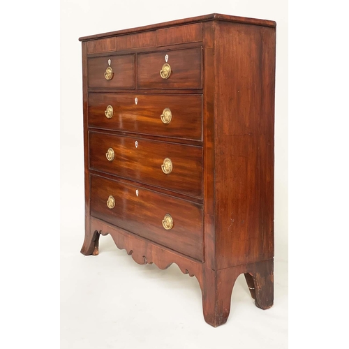 104 - SCOTTISH HALL CHEST, 19th century figured mahogany and line inlaid of adapted shallow proportions wi... 