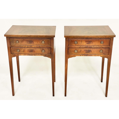 106 - LAMP/BEDSIDE TABLES, a pair, George III design flame mahogany each with two drawers, 48cm x 33cm D x... 