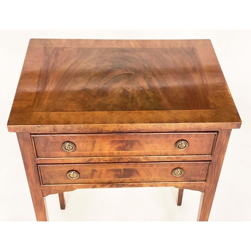 106 - LAMP/BEDSIDE TABLES, a pair, George III design flame mahogany each with two drawers, 48cm x 33cm D x... 