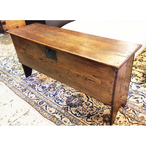 134 - ELM PLANK CHEST, Charles II, circa 1660, original strap hinges and lock, moulded edges, 53cm H x 111... 