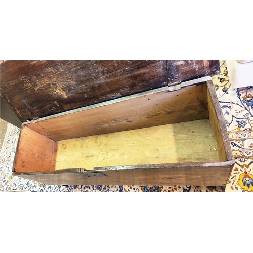 134 - ELM PLANK CHEST, Charles II, circa 1660, original strap hinges and lock, moulded edges, 53cm H x 111... 