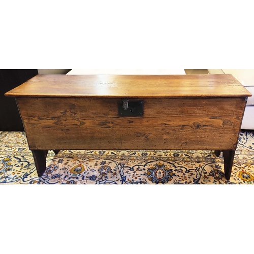 134 - ELM PLANK CHEST, Charles II, circa 1660, original strap hinges and lock, moulded edges, 53cm H x 111... 