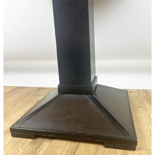 171 - ART DECO PEDESTAL CENTRE TABLE,  81cm W x 77cm H x 81cm D, ebonised oak, octagonal top and leather b... 