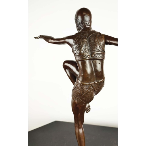 20 - AFTER J PHILIPP, an Art Deco style bronze of a female dancer, raised on a marble base, 57cm H.