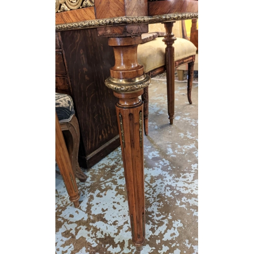 210 - CARD TABLE, 89cm W x 45cm D x 74cm D, circa 1880, French tulipwood, floral marquetry with green baiz... 