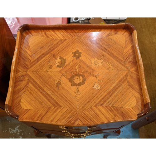 211 - BEDSIDE CHESTS, a pair, each 34cm W x 29cm D x 73cm H, with inlaid marquetry and parquetry detail, t... 