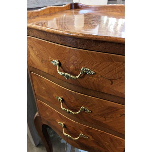 211 - BEDSIDE CHESTS, a pair, each 34cm W x 29cm D x 73cm H, with inlaid marquetry and parquetry detail, t... 