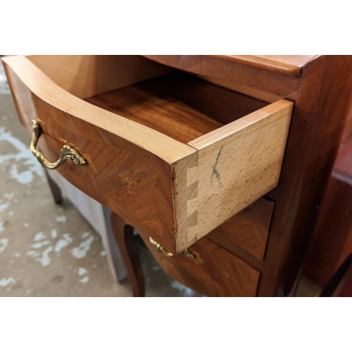 211 - BEDSIDE CHESTS, a pair, each 34cm W x 29cm D x 73cm H, with inlaid marquetry and parquetry detail, t... 