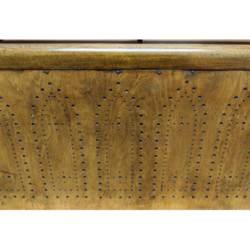 214 - HALL BENCH, 183cm L, Victorian birch with pierced bentwood seat.