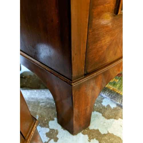 217 - PAIR OF BOWFRONT BEDSIDE CABINETS, each 41cm W x 29cm D x 66cm H, reproduction mahogany, each with d... 