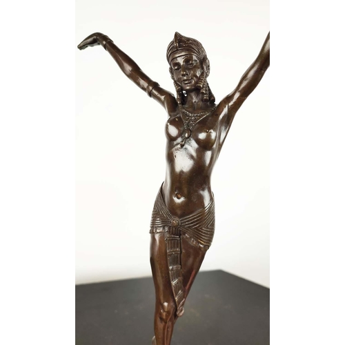 22 - AFTER D H CHIPARUS, an Art Deco style bronze of a female dancer, raised on a marble base, 55cm H.