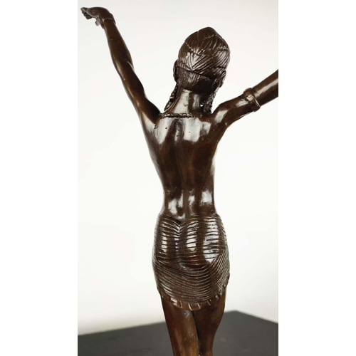 22 - AFTER D H CHIPARUS, an Art Deco style bronze of a female dancer, raised on a marble base, 55cm H.