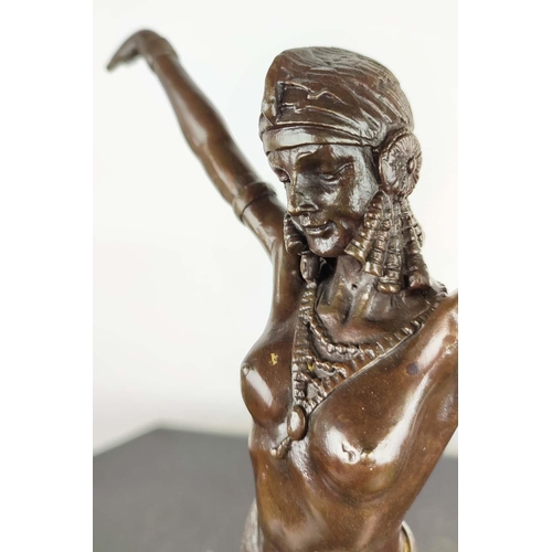 22 - AFTER D H CHIPARUS, an Art Deco style bronze of a female dancer, raised on a marble base, 55cm H.