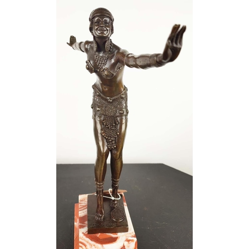 23 - AFTER D H CHIPARUS, an Art Deco style bronze of a female dancer, raised on a marble base, 48cm H.